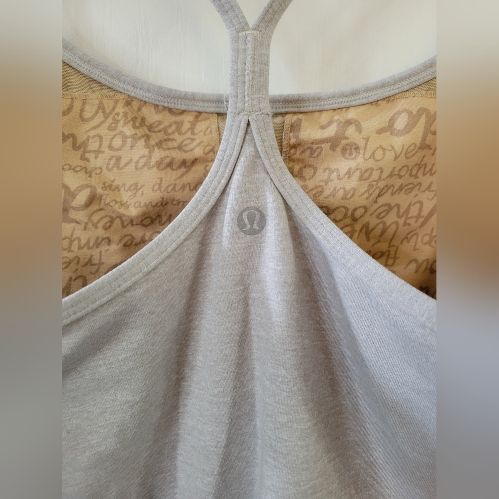 Lululemon Power Y Fitted Tank Top Light Grey Luon Size 12 - Picture 4 of 7